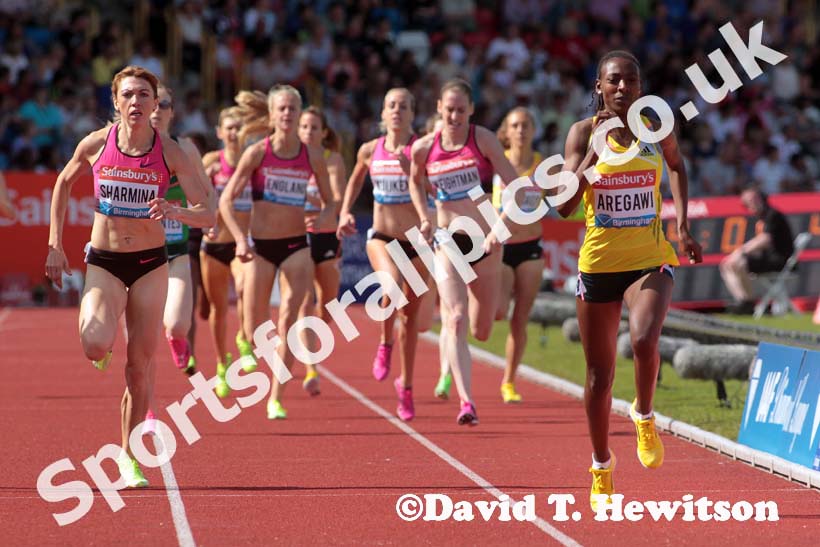 Abeba Aregawi (Swe) wins the 1500 metres at the IAAF Diamond League, Birmingham.
